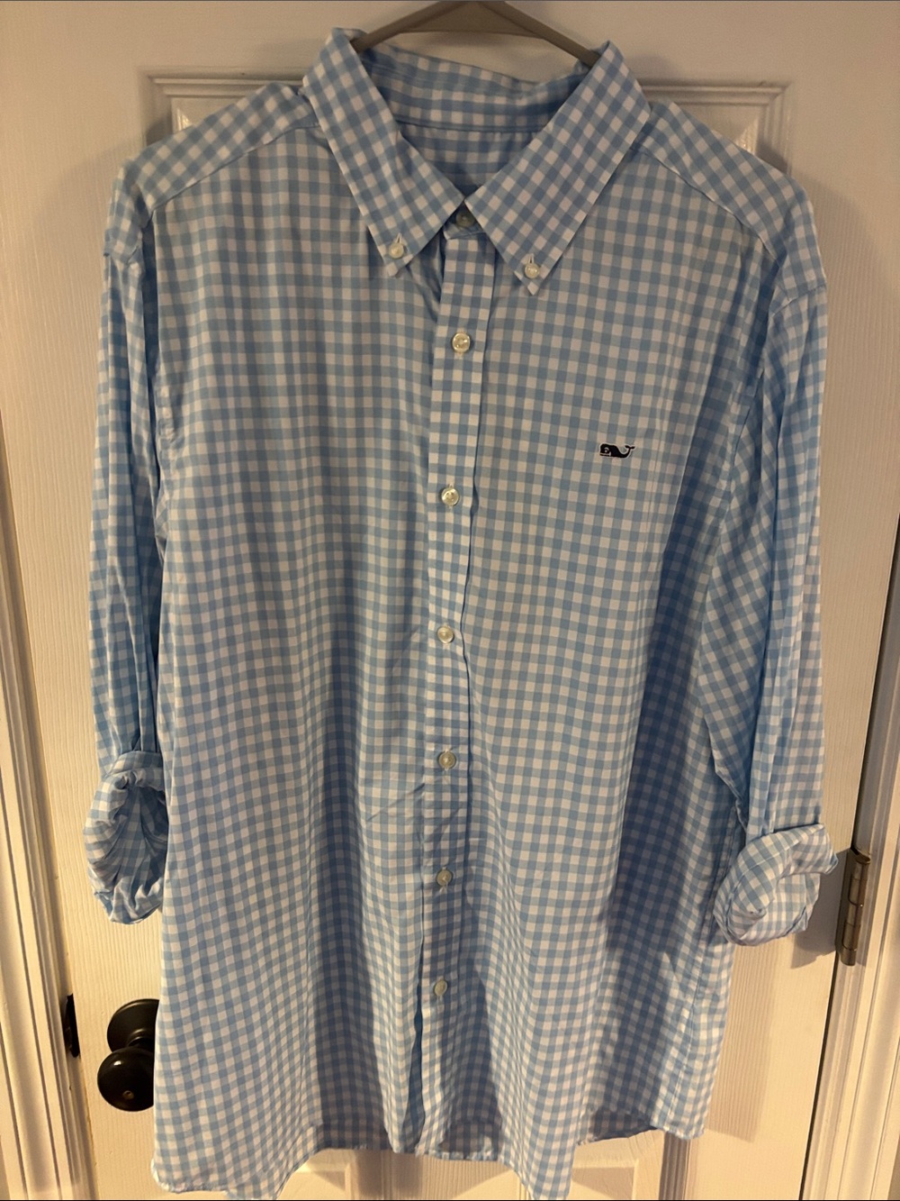 Vineyard Vines Gingham Whale Shirt Size XL